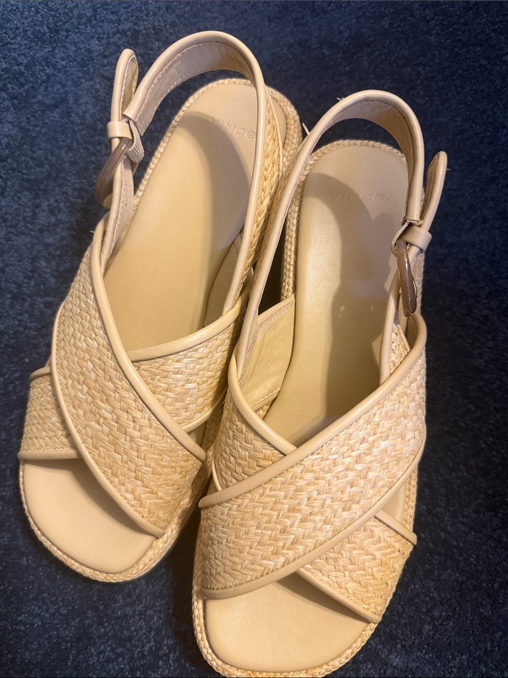 Vince Cream Woven Cross-Strap Slingback Sandals